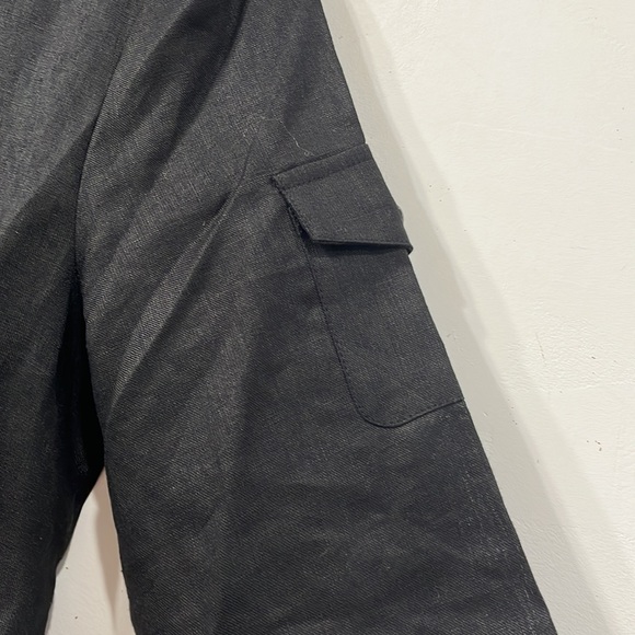 Alice Blue Linen Safari Utility Long Sleeve Buttoned Black Blouse S - Picture 3 of 11